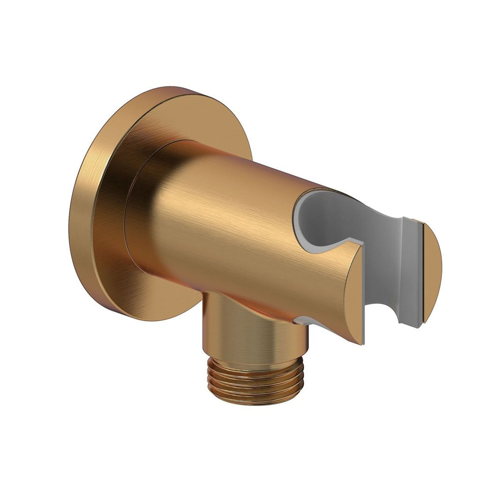 Aurora Round Handset Wall Bracket with Wall Outlet - Brushed Bronze