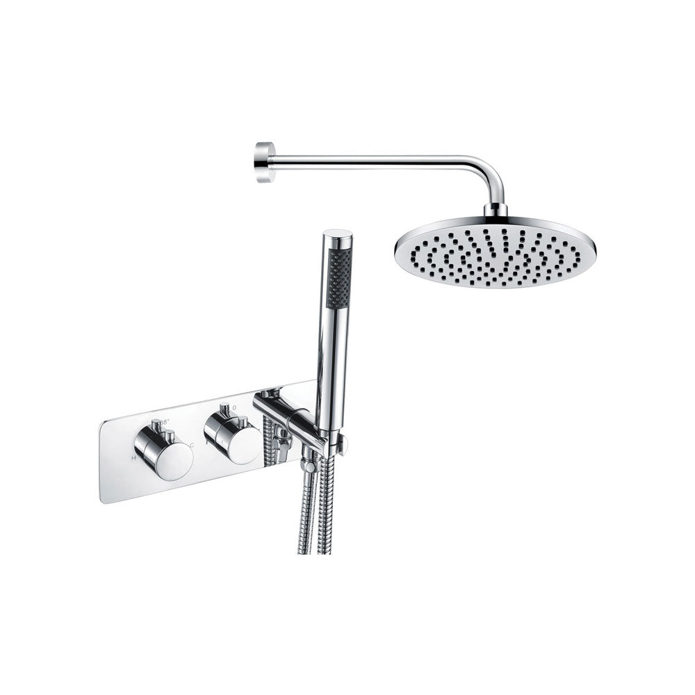 Auvellis Corvex 2-outlet horizontal thermostatic shower pack with ABS head – Chrome