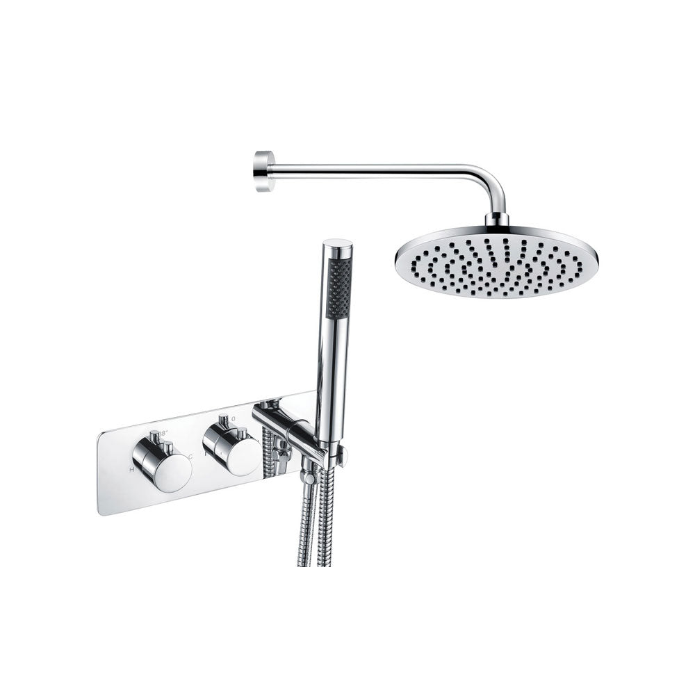 Auvellis Corvex 2-outlet horizontal thermostatic shower pack with brass head – Chrome