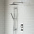 Comet 2 Outlet Round Thermostatic Shower Pack With Overhead Shower And Slide Rail Shower Kit Chrome