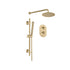 Astro 2 Oultet Round Thermostatic Shower Pack With Brass Overhead Shower And Pencil Slide Rail Shower Kit Brushed Brass