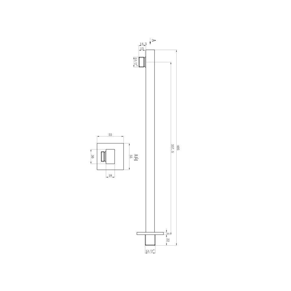 Auvellis Nexara 2-outlet square thermostatic shower pack in Brushed Brass – alternate product detail