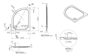 Auvellis 45mm offset quadrant shower tray in a bathroom setting