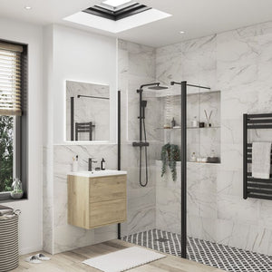 Auvellis Nexara 300mm rotatable wetroom splash panel with full hinge – Matt Black