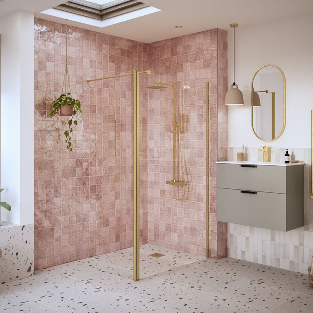 Auvellis Nexara 300mm rotatable wetroom splash panel with full hinge – Brushed Bronze