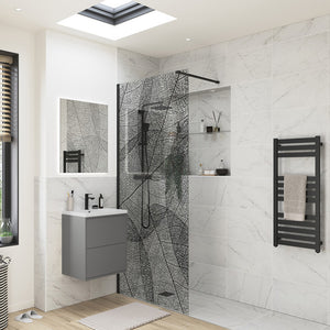 1200mm Leaf Design Wetroom Panel – Black
