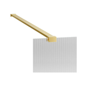 1200mm Fluted Wetroom Panel & Support Bar – Brushed Brass