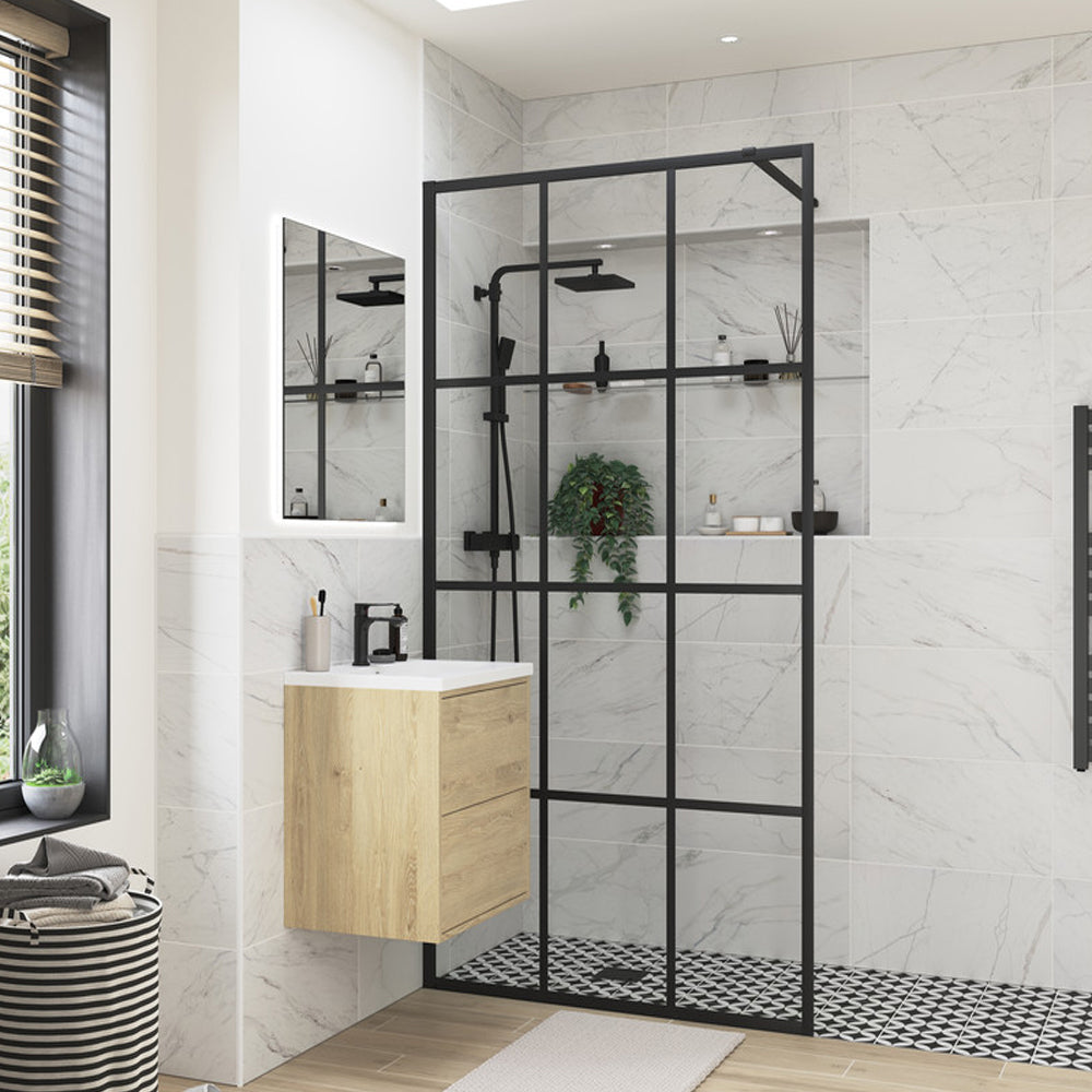 760mm Framed Wetroom Panel – Black
