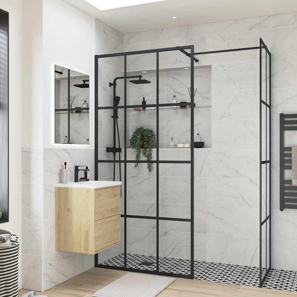 800mm Framed Wetroom Side Panel – Black