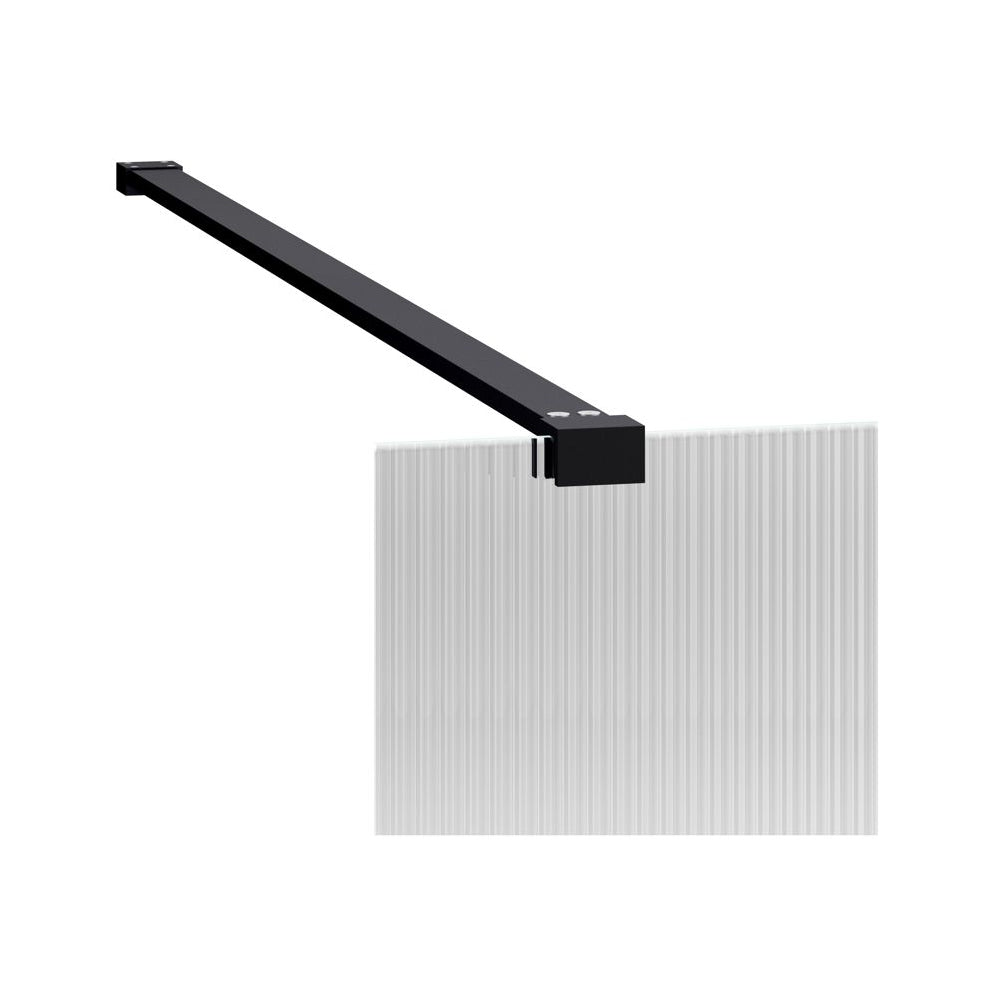 800mm Fluted Wetroom Panel & Side Panel Arm – Black