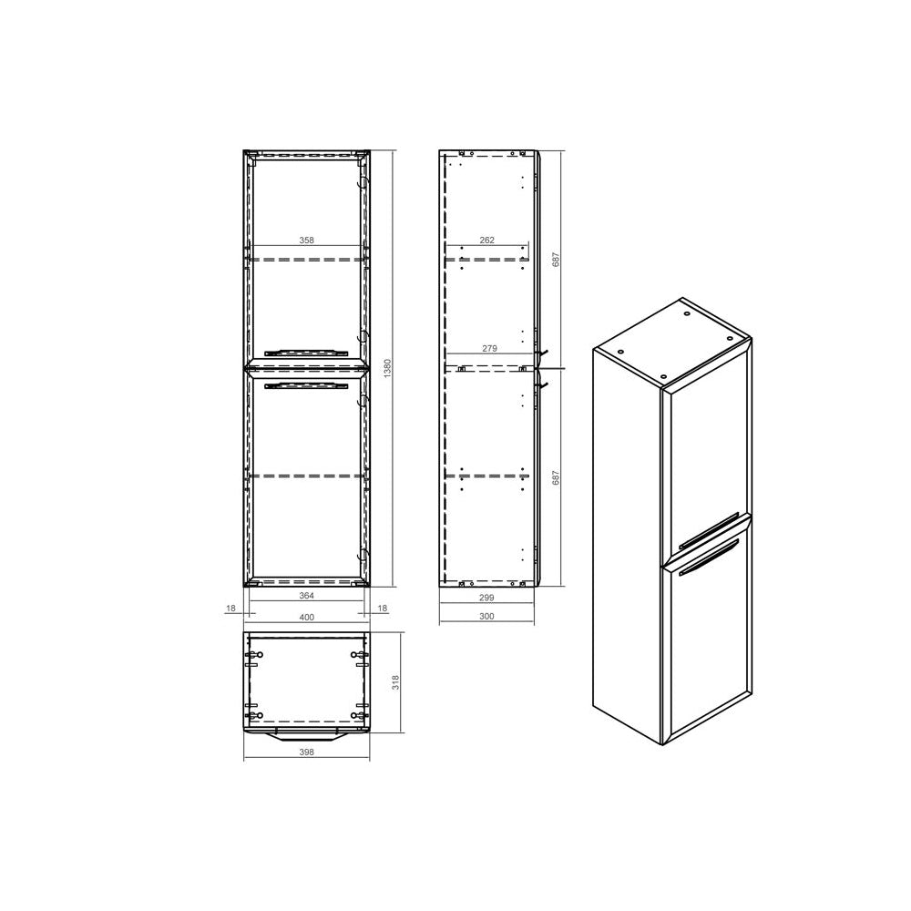 Auvellis Arven 400mm wall-hung tall cabinet
