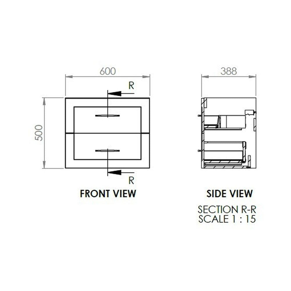 Auvellis Solenne 615mm Wall-Hung 2-Drawer Vanity Unit with Ceramic Basin