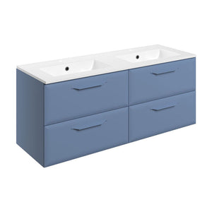Mika Double Bowl Washbasin With 2 Single Tapholes And Wall Unit Bathwise