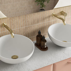 Mika Double Bowl Washbasin With 2 Single Tapholes And Floorstanding Unit Bathwise