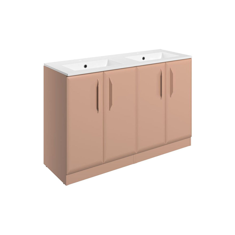 Auvellis Arven 1210mm four-door floor-standing double-bowl vanity — Apricot Pink