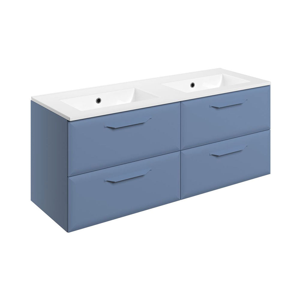Mika Double Bowl Washbasin Without Tapholes And Wall Mounted Unit Bathwise