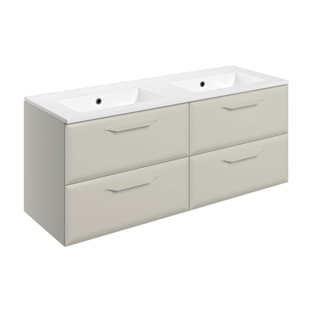 Mika Double Bowl Washbasin Without Tapholes And Wall Mounted Unit Bathwise