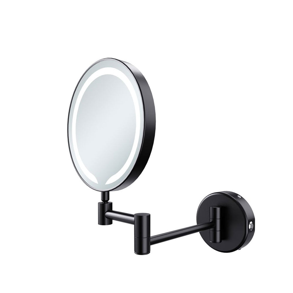 Auvellis Nexara round LED cosmetic mirror in Matt Black