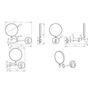 Anji Wall Mounted Round Cosmetic Mirror With Plain And 3x Magnification Pureflo