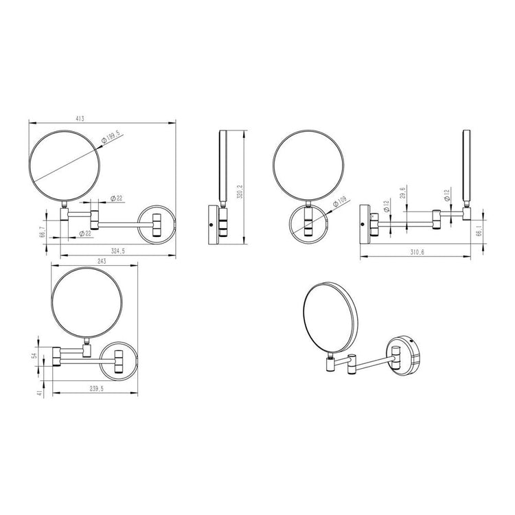 Anji Wall Mounted Round Cosmetic Mirror With Plain And 3x Magnification Pureflo
