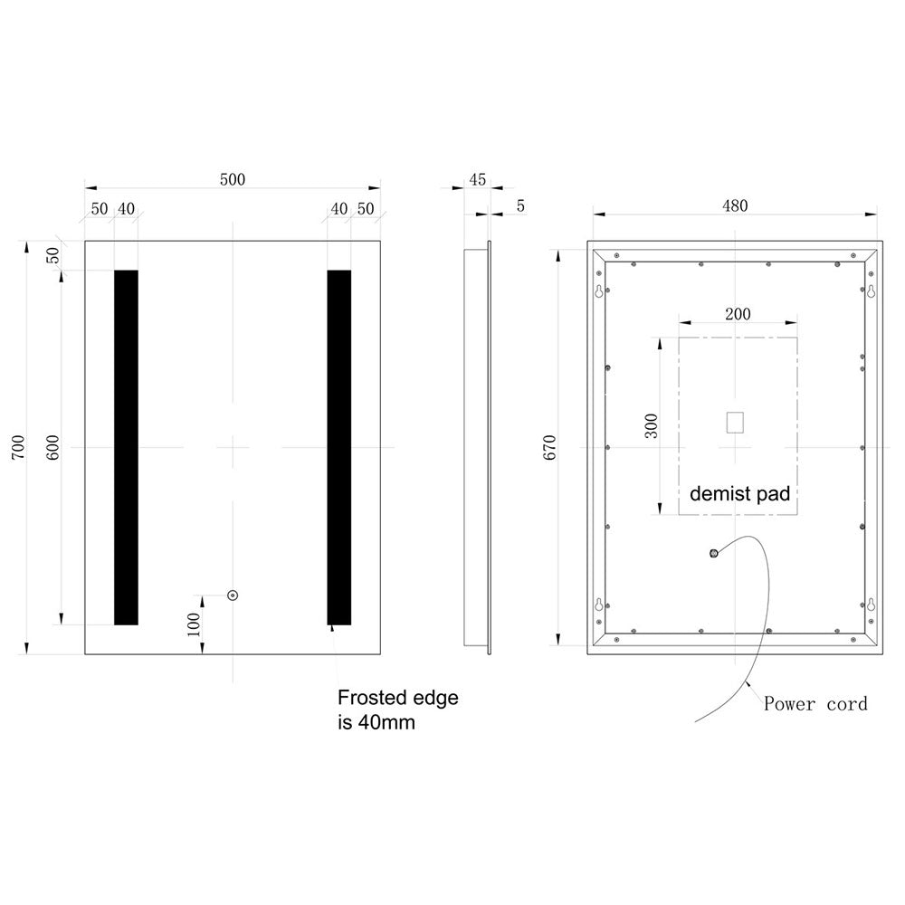 Marisol Rectangle Front-Lit LED Mirror Bathwise
