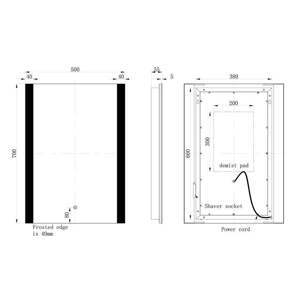 PureFlo Donostia LED Mirror with Charging Socket – detail image 4