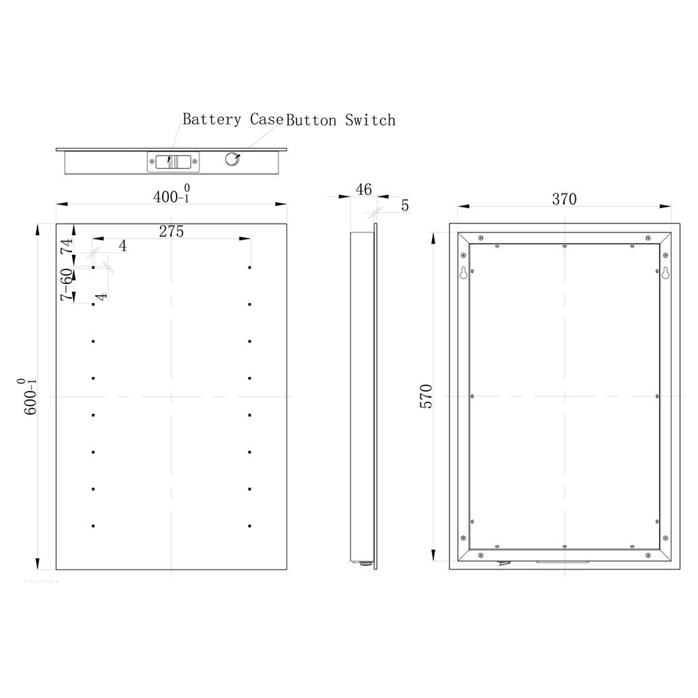 Auvellis Nexara Rectangle Battery-Operated LED Mirror