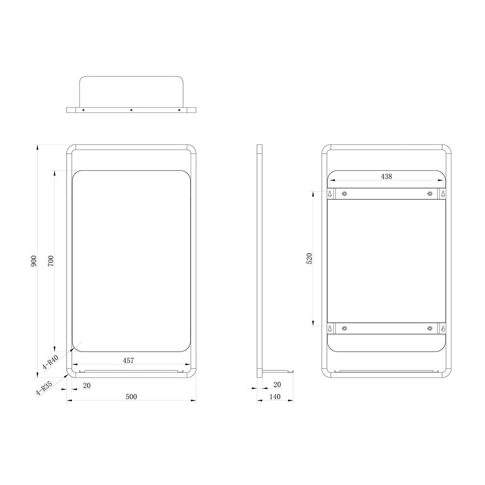 Sana Rectangle Mirror w/Shelf Bathwise