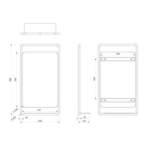 Sana Rectangle Mirror w/Shelf Bathwise