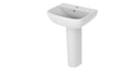 Auvellis 540mm one tap hole basin and full pedestal in white