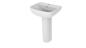 Auvellis 540mm one tap hole basin and full pedestal in white