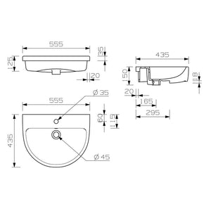 Cilantro Semi Recessed Basin Bathwise