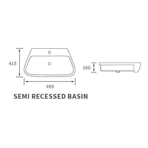 Auvellis Arven 495 x 415mm semi-recessed basin