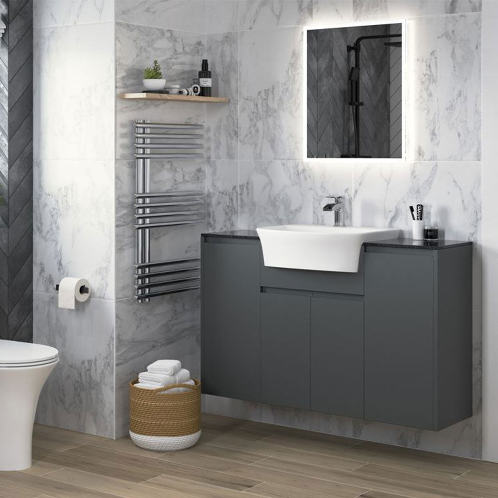Auvellis Corvex 500 x 400mm semi-recessed washbasin – white