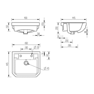 Sherbourne 2TH Semi Recessed Basin Bathwise
