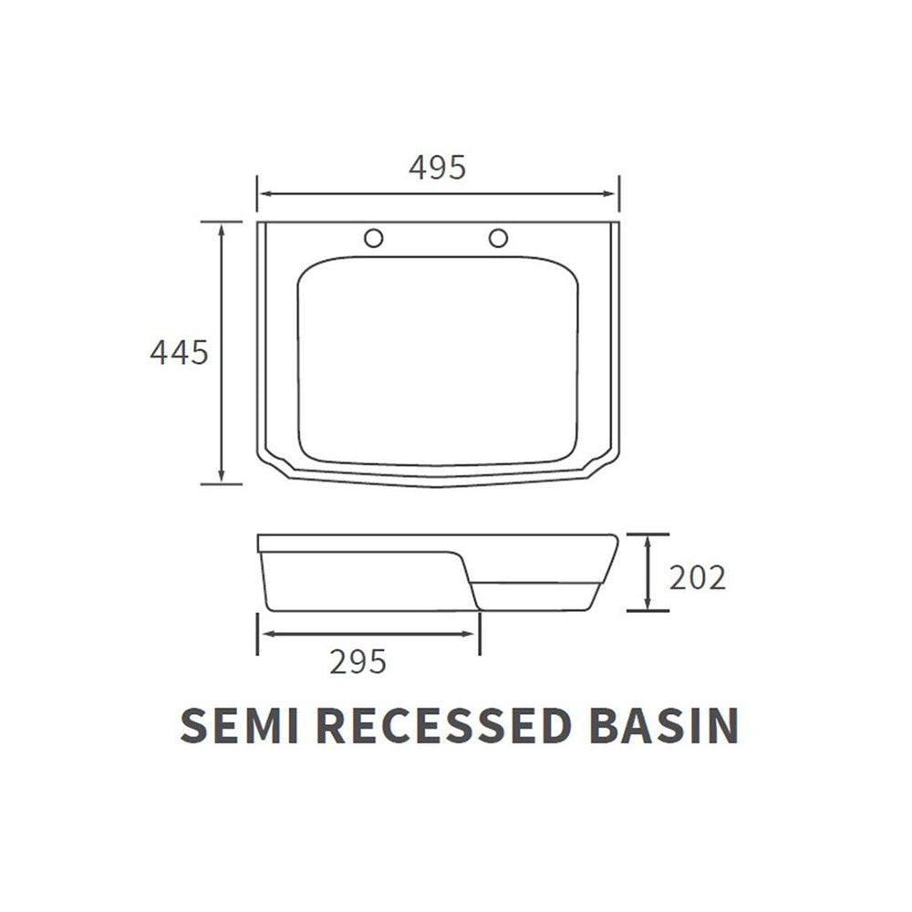 Sherbourne 2TH Semi Recessed Basin Bathwise