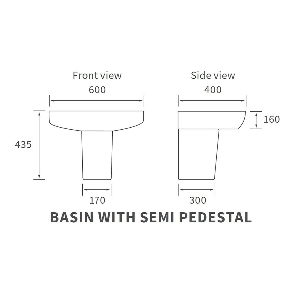 Tilia Basin And Semi Pedestal Bathwise