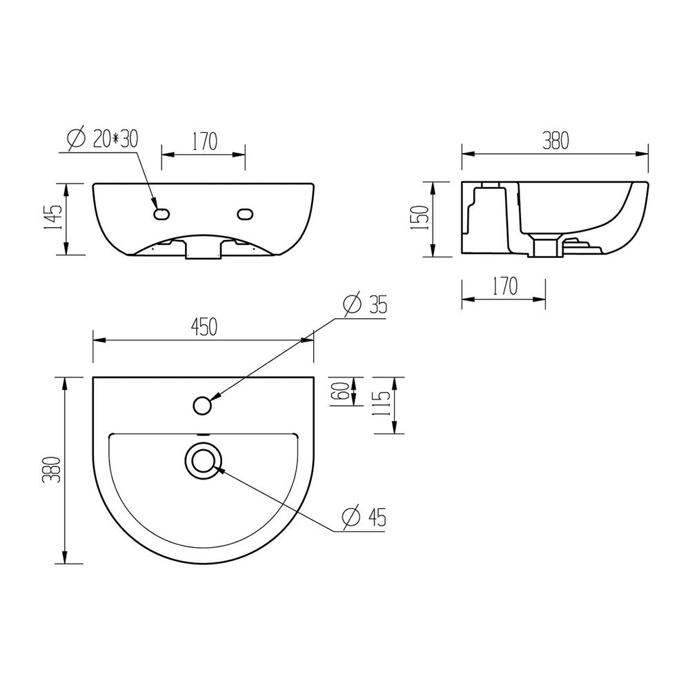 Tuscany Basin And Semi Pedestal Bathwise