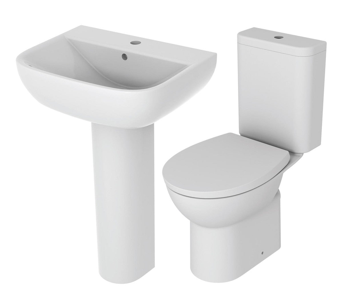Auvellis four-piece white ceramic bathroom suite