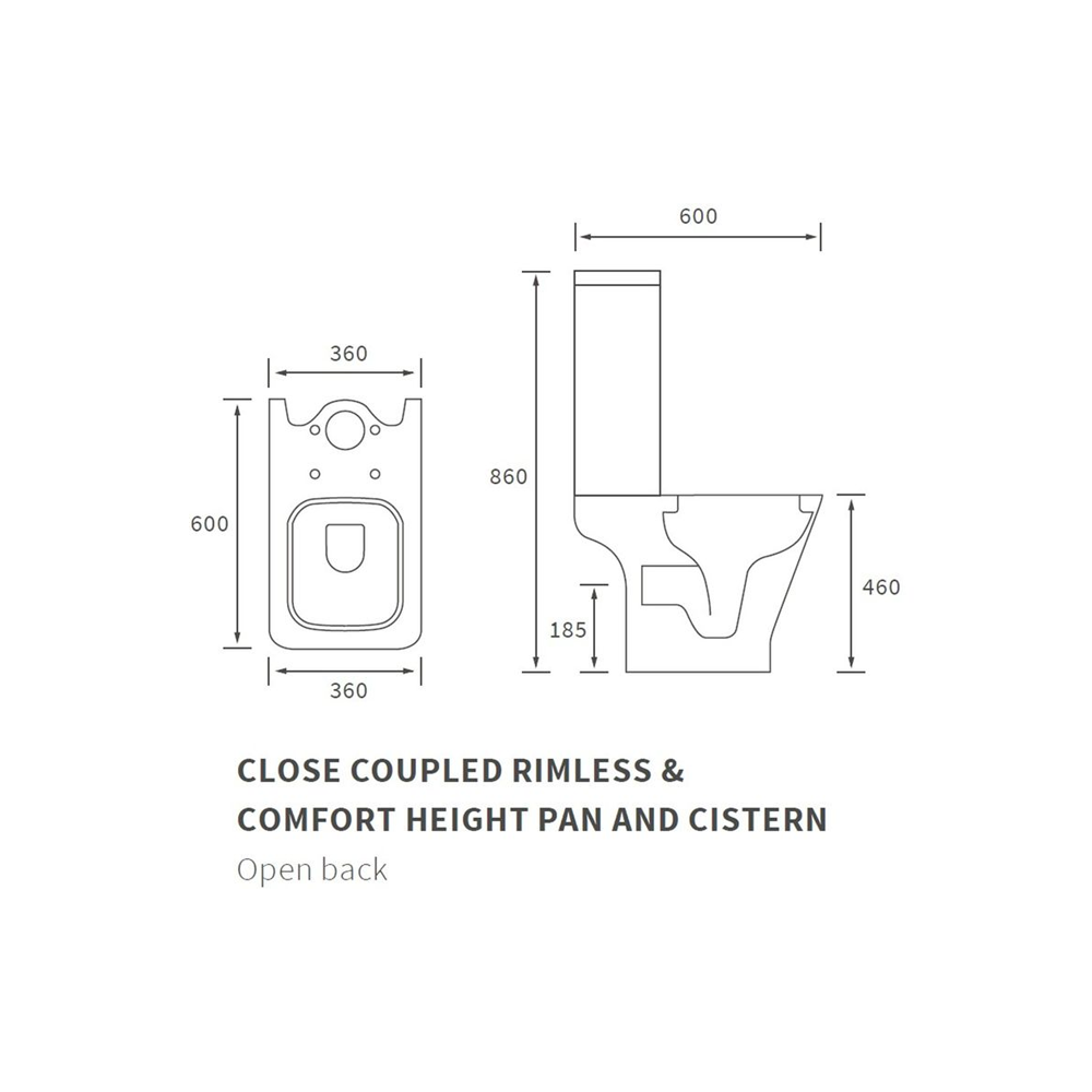 Auvellis Arven close-coupled comfort-height rimless toilet with wrapover soft-close seat – detail view