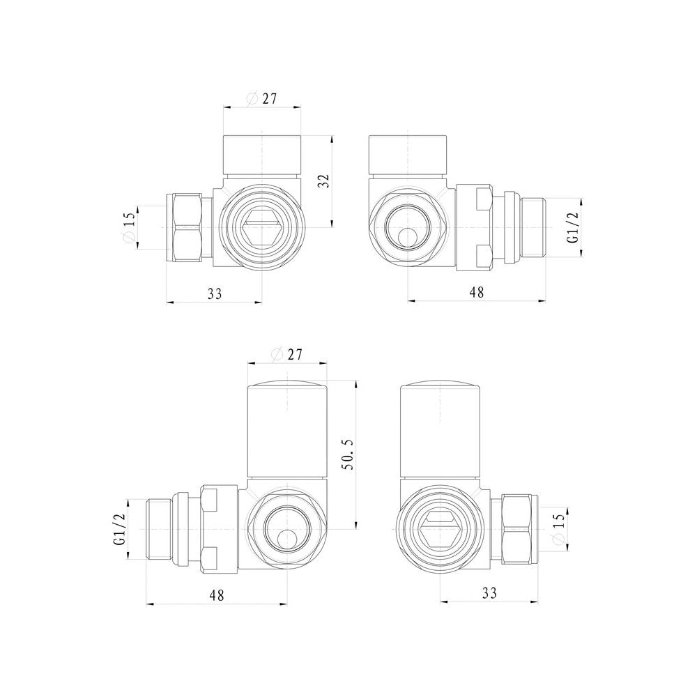 Auvellis Nexara corner radiator valves – Anthracite – alternative view