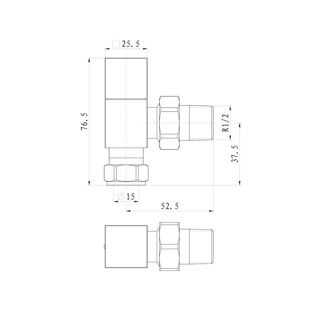 Auvellis Nexara Square Radiator Valves – Angled Chrome