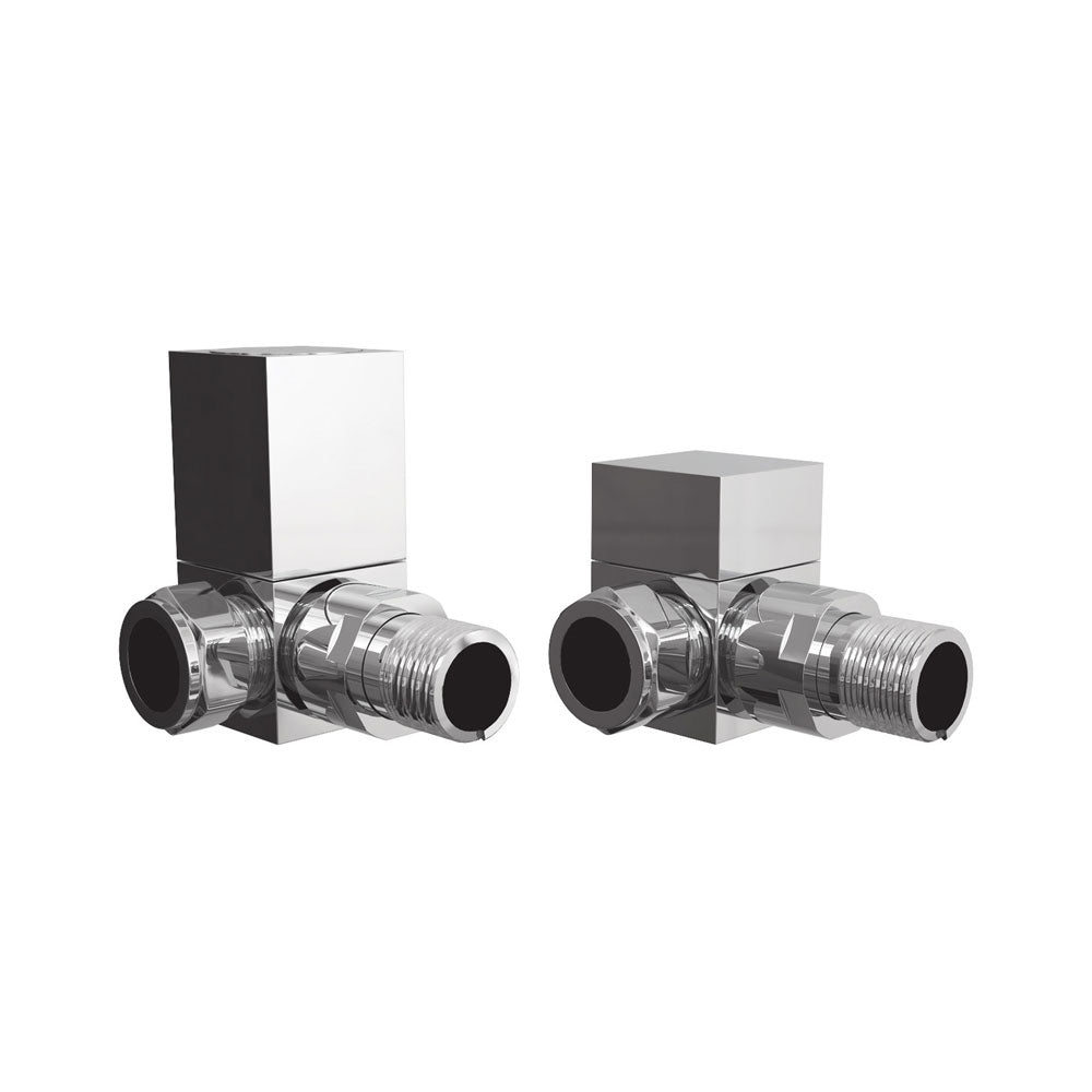 Auvellis Nexara Square Radiator Valves – Corner Chrome