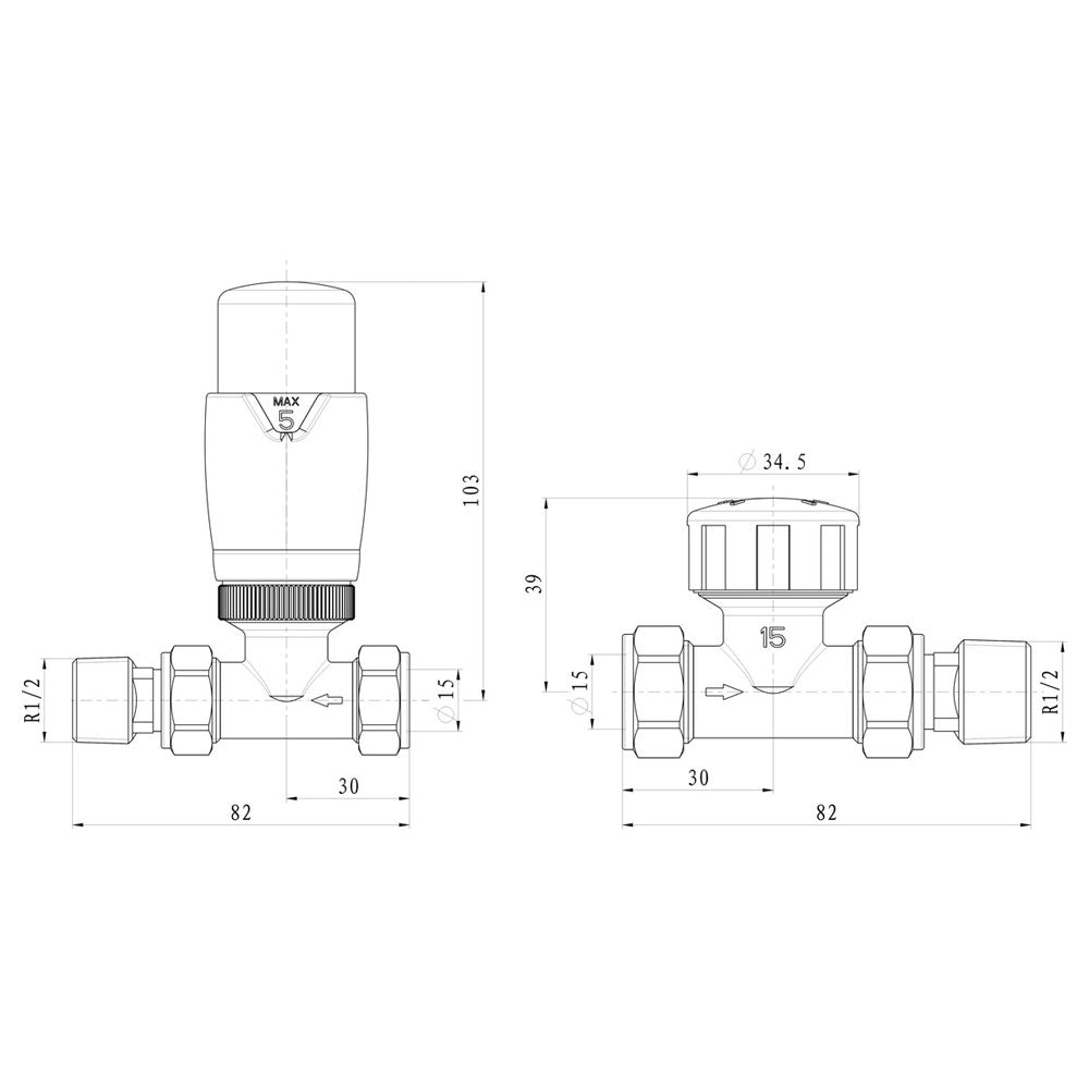 Auvellis Nexara Round Thermostatic Radiator Valves – Straight Chrome