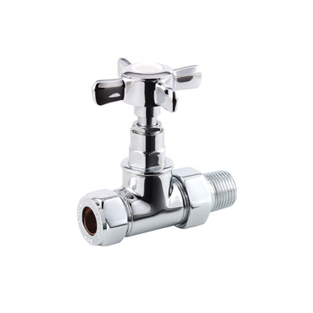 Auvellis Nexara Traditional Crosshead Radiator Valves (Pair) – Straight Chrome