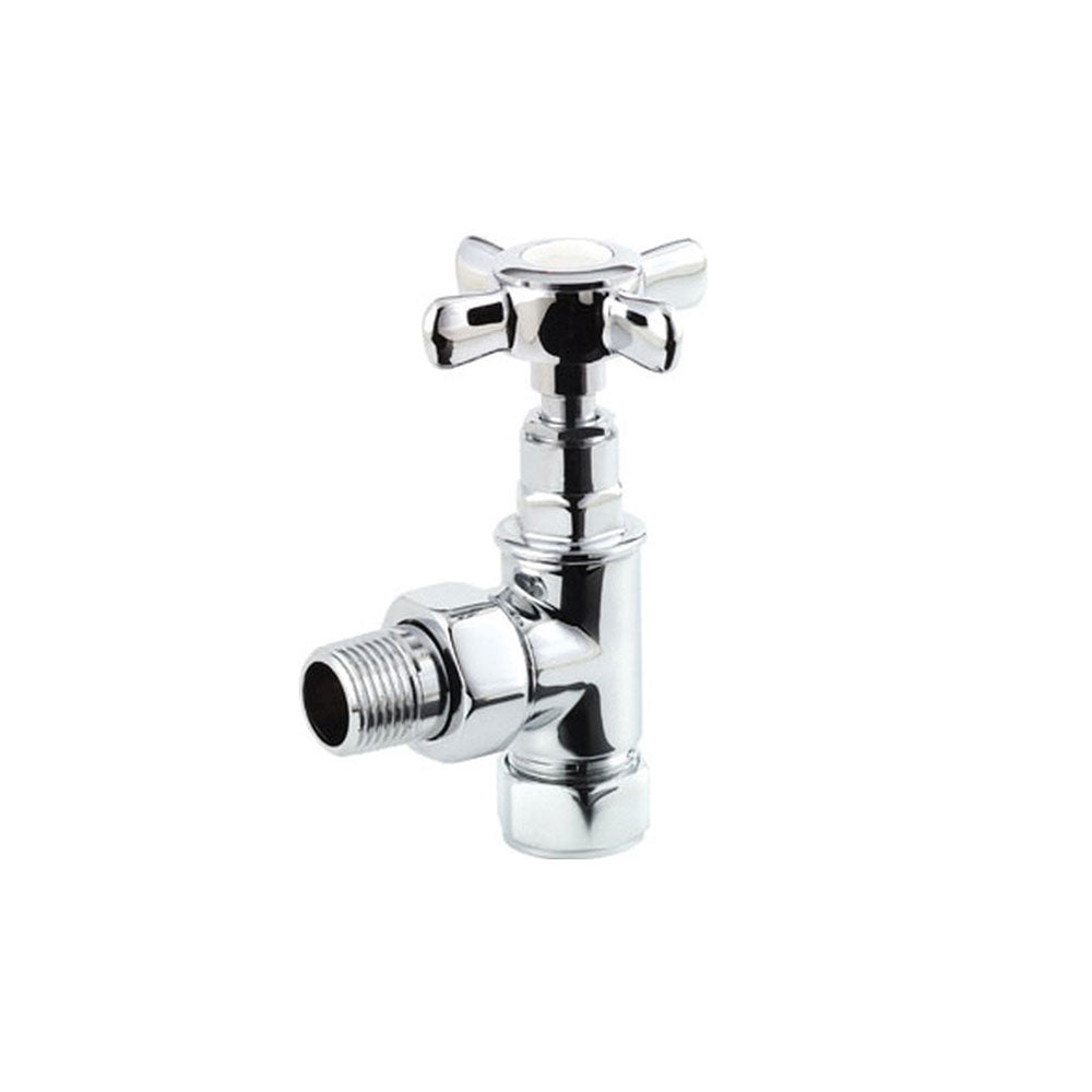 Auvellis Nexara Traditional Crosshead Radiator Valves (Pair) – Angled Chrome