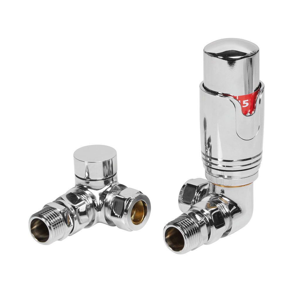 Auvellis Nexara Round Thermostatic Radiator Valves – Corner Chrome