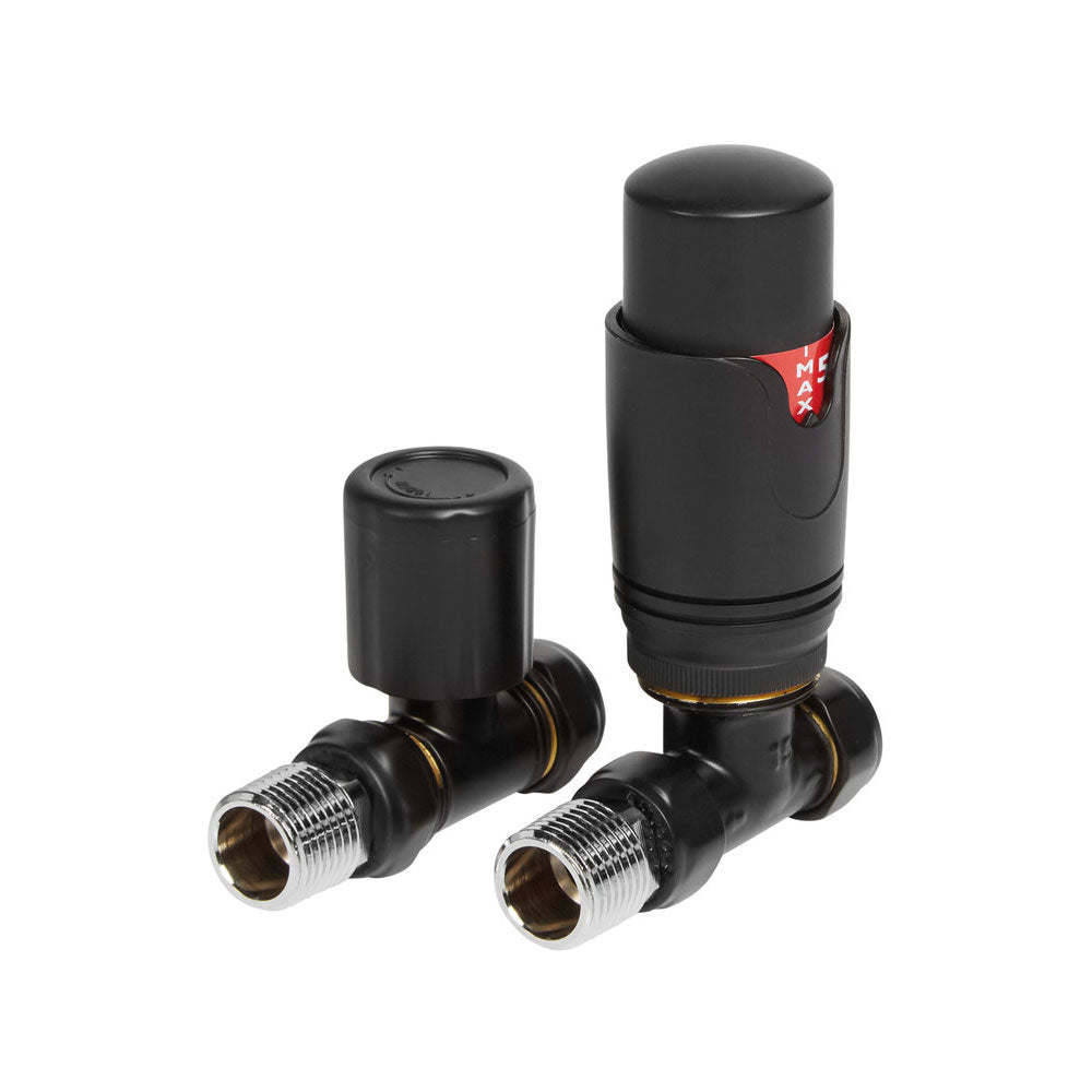 Auvellis Nexara Round Thermostatic Radiator Valves – Straight Matt Black