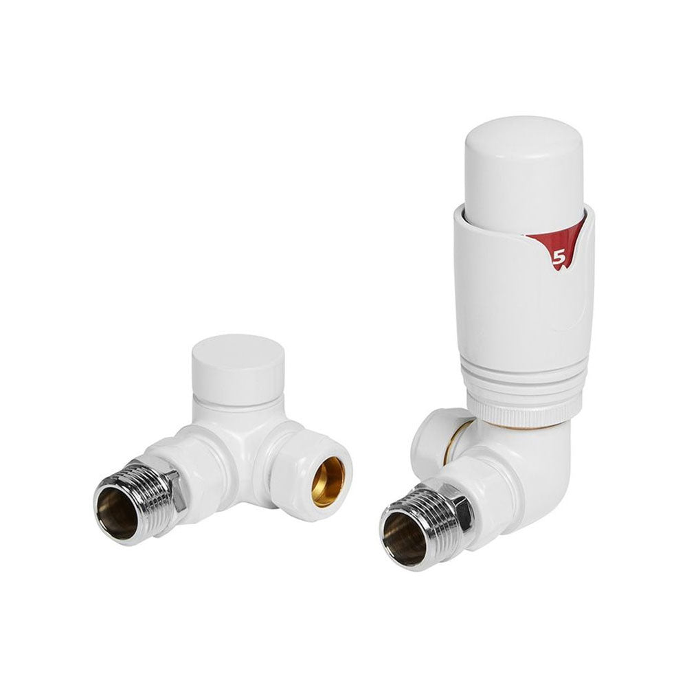 Auvellis Nexara Round Thermostatic Radiator Valves – Corner White