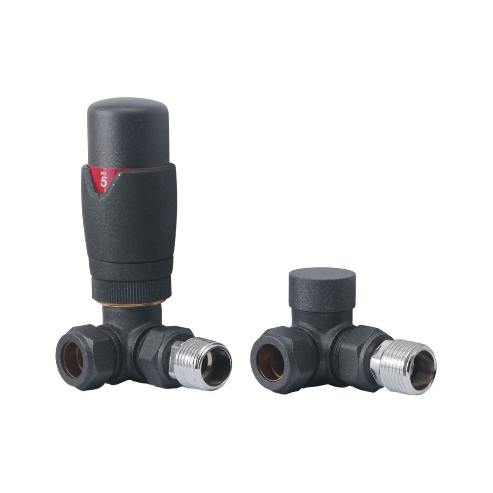 Auvellis Nexara Round Thermostatic Radiator Valves – Corner Anthracite